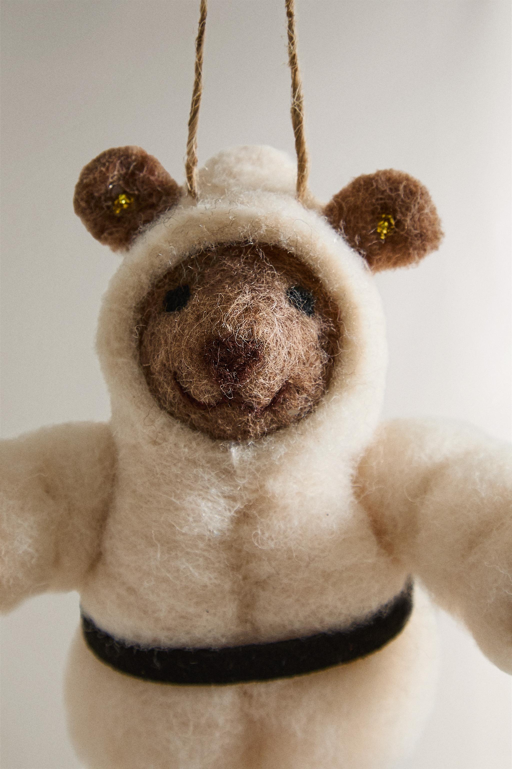 WOOL SKIING BEAR CHRISTMAS TREE ORNAMENT